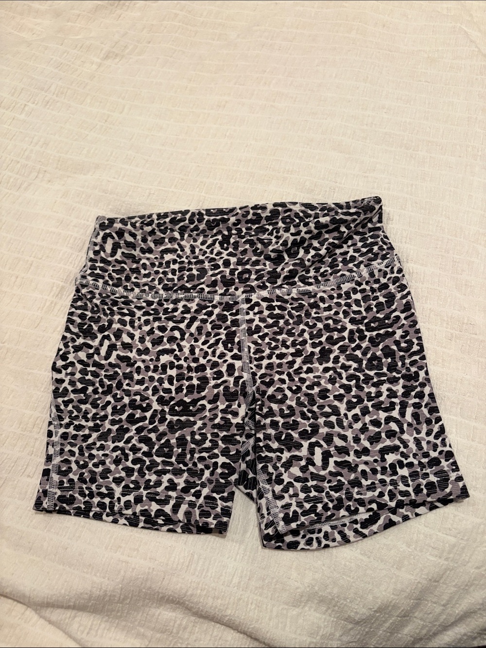 Outdoor Voices Black and White Leopard Print Bike Shorts